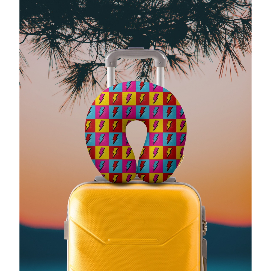 Orka Travel Digital Printed Spandex Stretchable Fabric Microbeads U Neck Pillow (D3)